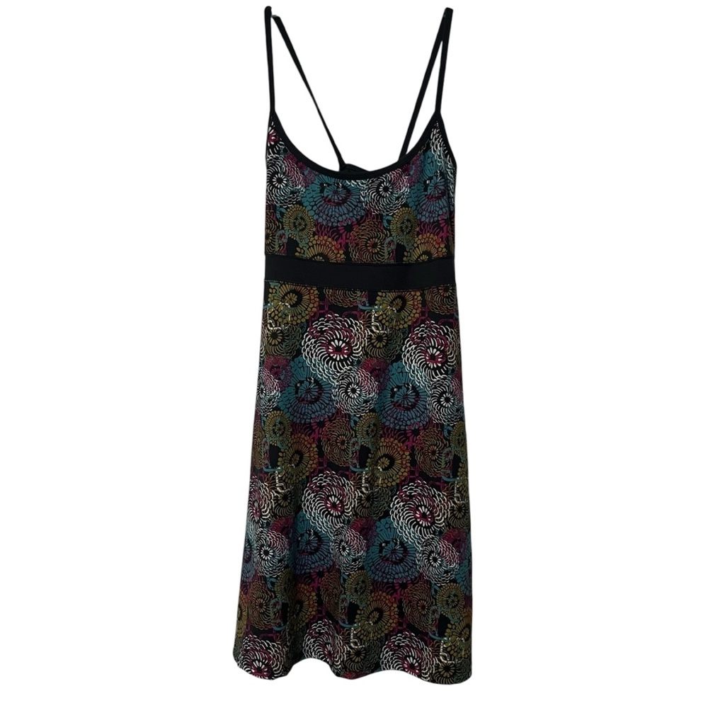 Lola size Large women’s strappy cross back dress bold pattern